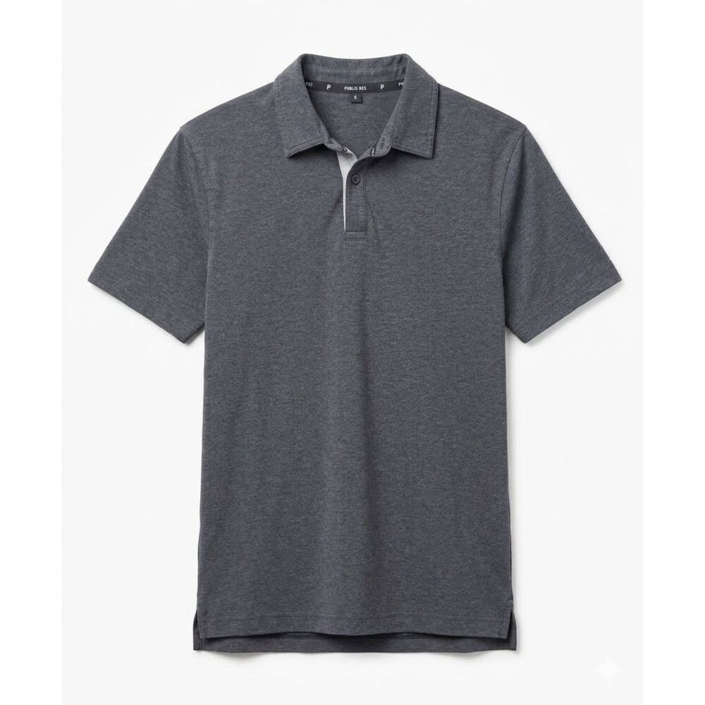 Public Rec Polo Shirt Mens S Black Heather Pima Cotton Golf Stretch